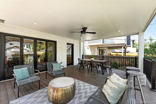 474 S Vine St, Denver, CO 80209 - wooden terrace featuring a ceiling fan and outdoor dining space