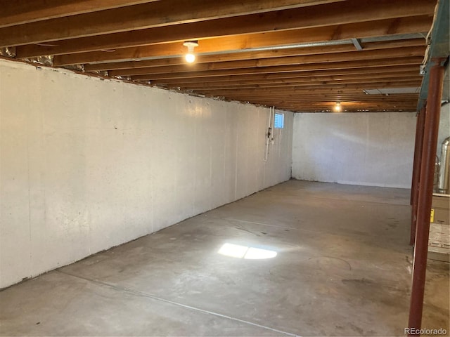 view of unfinished basement