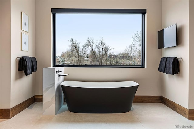 bathroom featuring a washtub