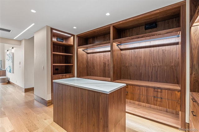 walk in closet featuring light hardwood / wood-style floors