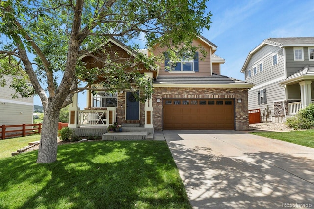 3912 Miners Candle Pl, Castle Rock, CO 80109 - craftsman house with driveway, a garage, and brick siding