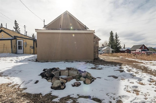 view of snow covered property