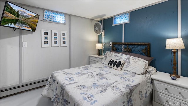 bedroom featuring a baseboard radiator