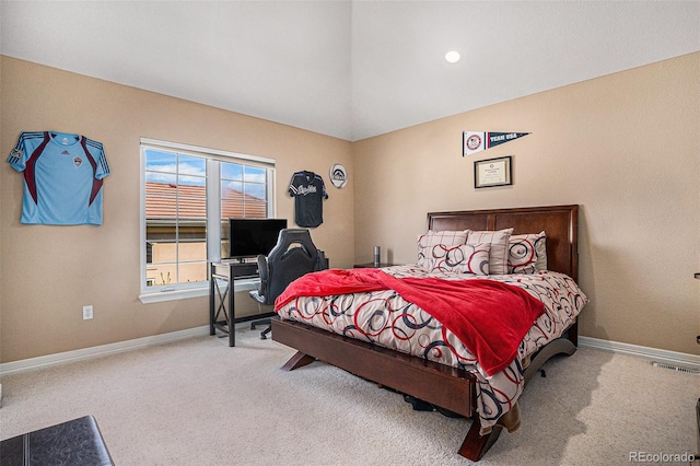 11065 W Rockland Dr, Littleton, CO 80127 - bedroom with carpet floors, baseboards, and vaulted ceiling