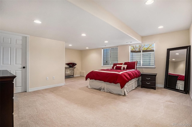 11065 W Rockland Dr, Littleton, CO 80127 - bedroom with light carpet, baseboards, and recessed lighting