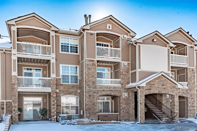 view of snow covered property