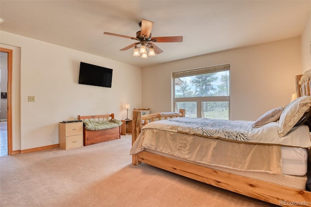 bedroom with carpet flooring and ceiling fan