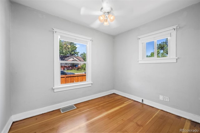 5008 Sherman St, Denver, CO 80216 - unfurnished room with hardwood / wood-style flooring and a ceiling fan