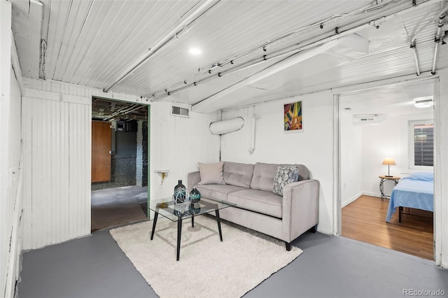 5008 Sherman St, Denver, CO 80216 - living room with finished concrete floors