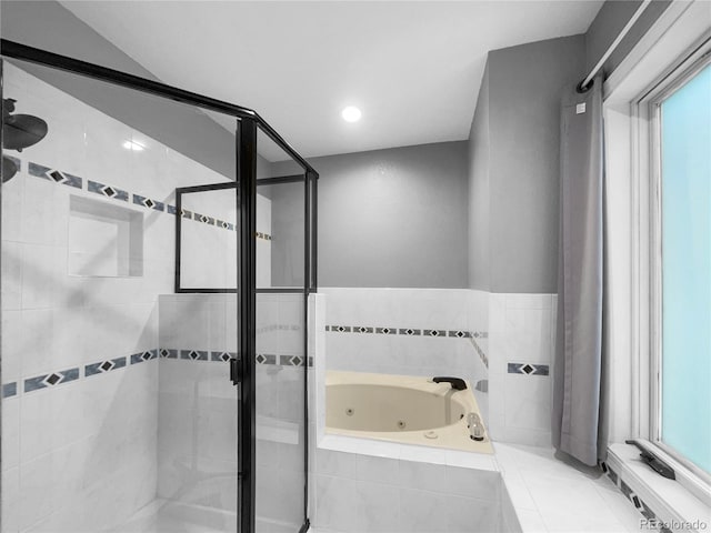 bathroom with plus walk in shower