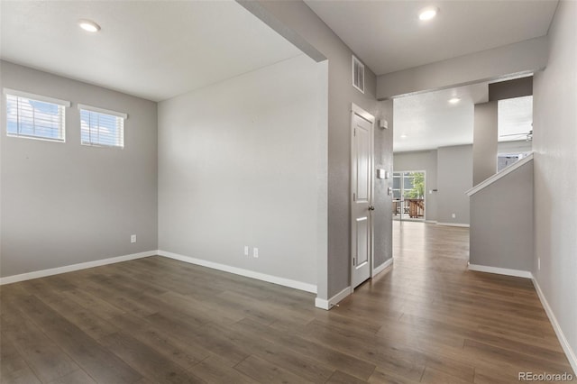 2248 Rosette Ln, Castle Rock, CO 80104 - unfurnished room with recessed lighting and dark wood-style flooring