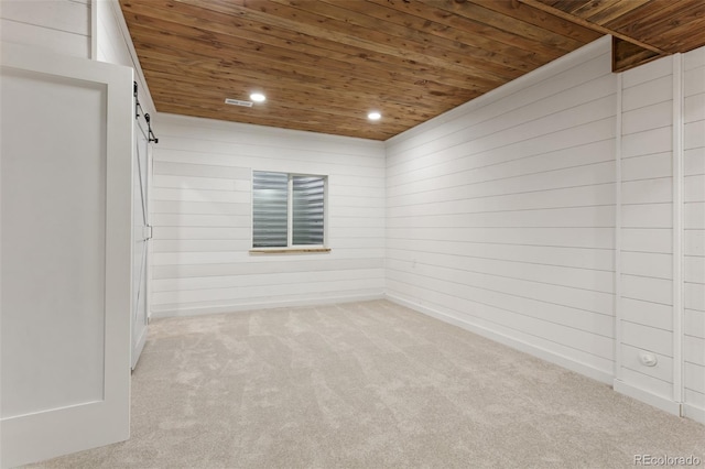 2248 Rosette Ln, Castle Rock, CO 80104 - carpeted spare room featuring wood ceiling, wood walls, and recessed lighting