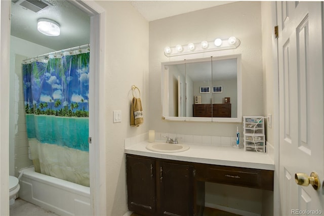 9642 Meade Ct, Westminster, CO 80031 - bathroom with vanity, shower / tub combo with curtain, and tile patterned floors
