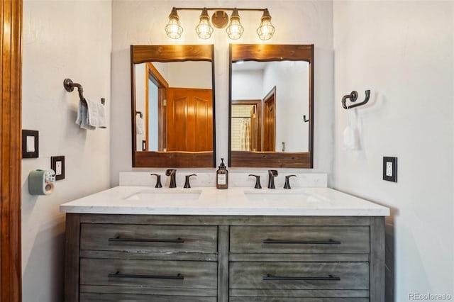 bathroom with double vanity
