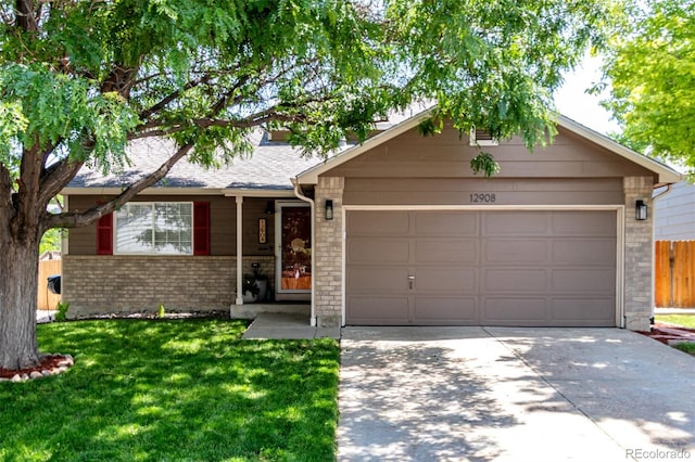 12908 Hudson St, Thornton, CO 80241 - ranch-style home featuring concrete driveway, an attached garage, and brick siding