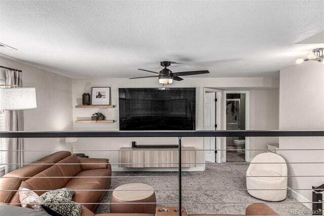12908 Hudson St, Thornton, CO 80241 - living room with a ceiling fan and a textured ceiling