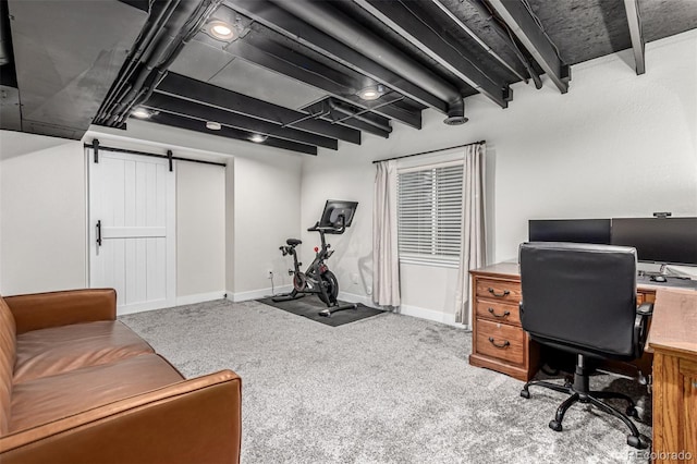 12908 Hudson St, Thornton, CO 80241 - carpeted office space featuring baseboards and a barn door