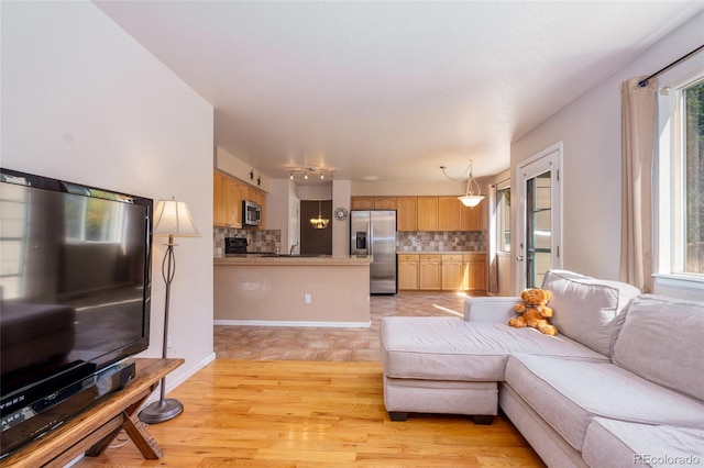 living room featuring light hardwood / wood-style floors