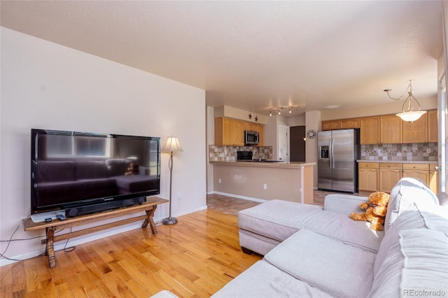 living room featuring light hardwood / wood-style flooring