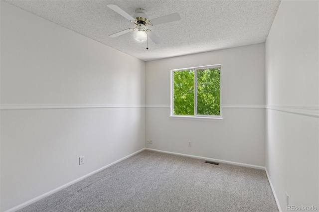 17611 Hoyt Pl, Parker, CO 80134 - empty room with a textured ceiling, carpet flooring, ceiling fan, and baseboards