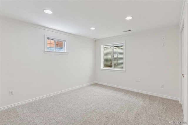 17611 Hoyt Pl, Parker, CO 80134 - unfurnished room featuring ornamental molding, light colored carpet, recessed lighting, and baseboards