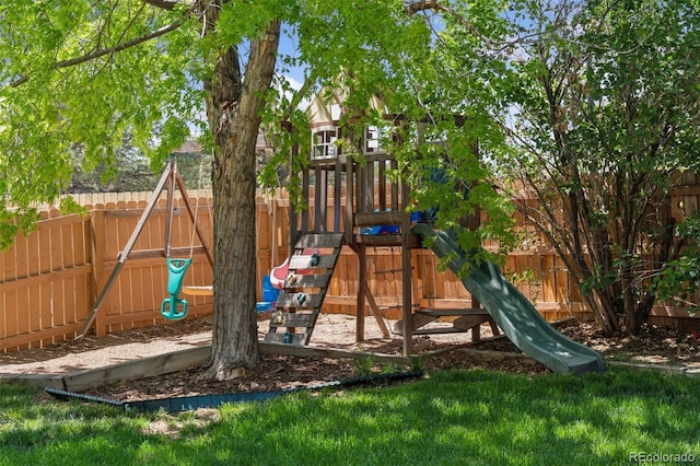 17611 Hoyt Pl, Parker, CO 80134 - view of jungle gym featuring a fenced backyard