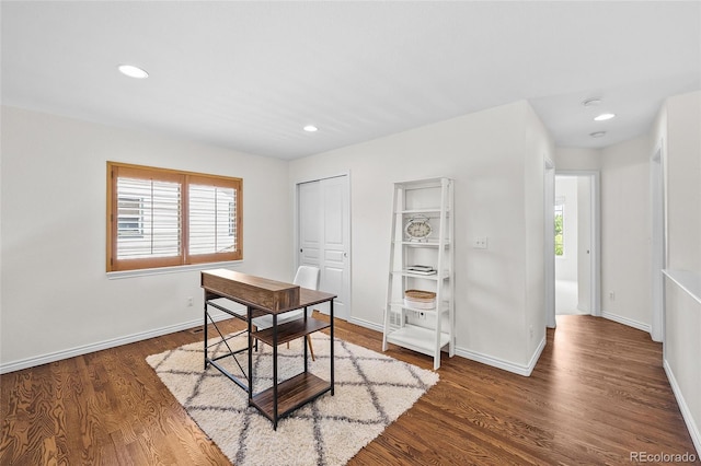 10802 W Indore Dr, Littleton, CO 80127 - office area with wood finished floors, recessed lighting, and baseboards