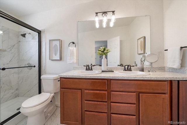 5975 Dover St, Arvada, CO 80004 - full bathroom with a marble finish shower and double vanity