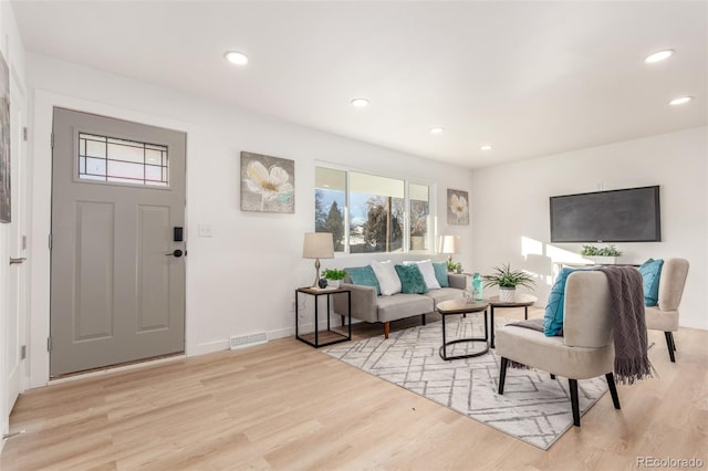 living room featuring light hardwood / wood-style floors