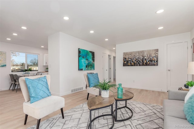 living room featuring light hardwood / wood-style flooring