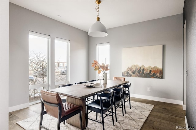 dining space featuring hardwood / wood-style floors