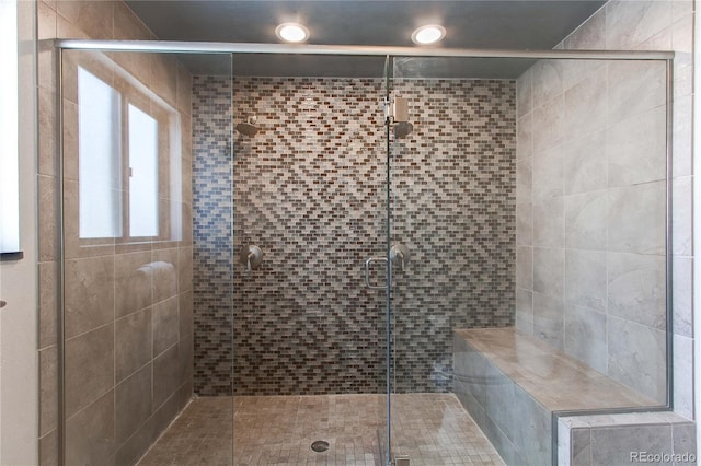 bathroom featuring walk in shower