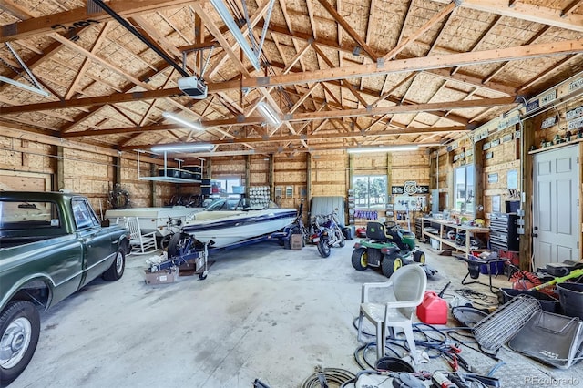 garage with a garage door opener