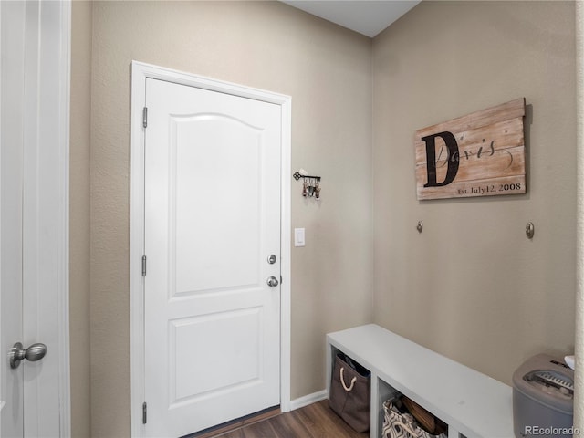 mudroom with dark wood-type flooring