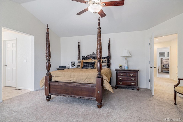 11973 Song Bird Hills St, Parker, CO 80138 - bedroom with carpet, vaulted ceiling, and ceiling fan