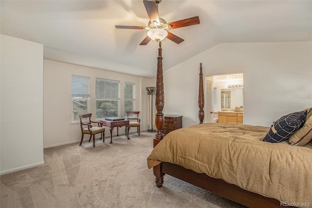 11973 Song Bird Hills St, Parker, CO 80138 - bedroom with carpet, vaulted ceiling, ceiling fan, and connected bathroom