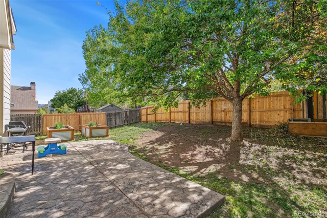 6980 Native Cir, Colorado Springs, CO 80919 - fenced backyard with a patio area