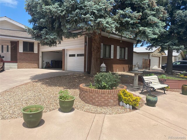 7079 Estes Dr, Arvada, CO 80004 - view of front of home featuring brick siding, driveway, and an attached garage