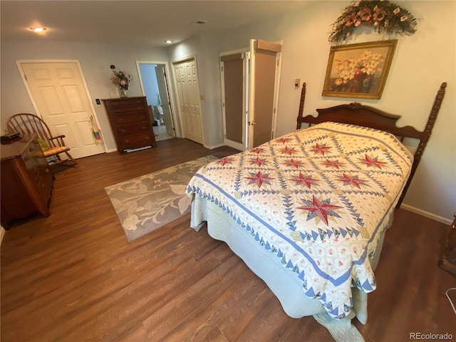 7079 Estes Dr, Arvada, CO 80004 - bedroom featuring wood finished floors, baseboards, a closet, and recessed lighting