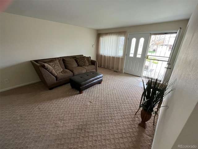 view of carpeted living area