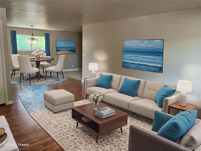 6085 Simms St, Arvada, CO 80004 - living area featuring wood finished floors and baseboards