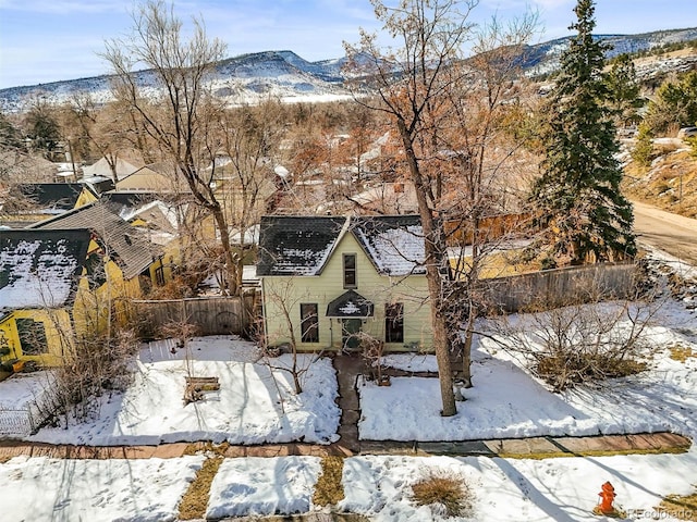 exterior space featuring a mountain view