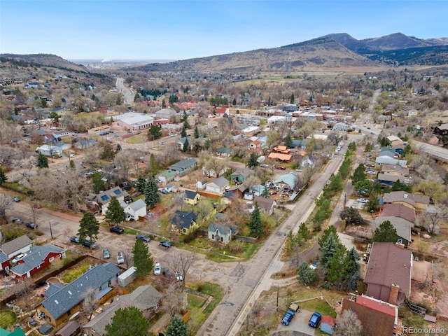 aerial view featuring a residential view and a mountain view