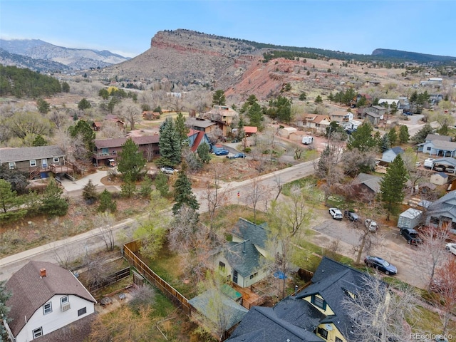 drone / aerial view with a mountain view and a residential view