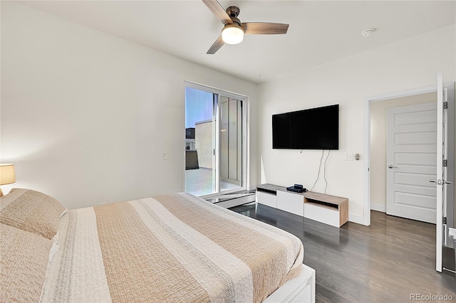 3044 Wilson Ct Unit 2, Denver, CO 80205 - bedroom featuring dark wood-style floors, ceiling fan, and baseboards