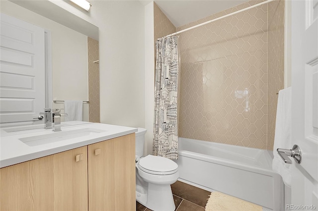 3044 Wilson Ct Unit 2, Denver, CO 80205 - bathroom with vanity, toilet, shower / tub combo with curtain, and tile patterned flooring