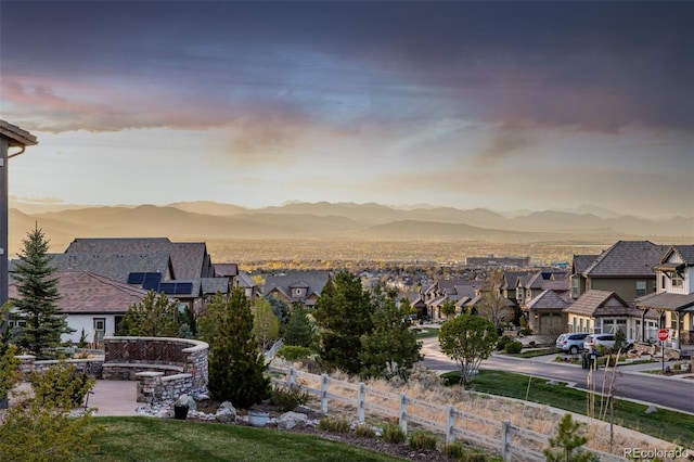 view of mountain feature featuring a residential view