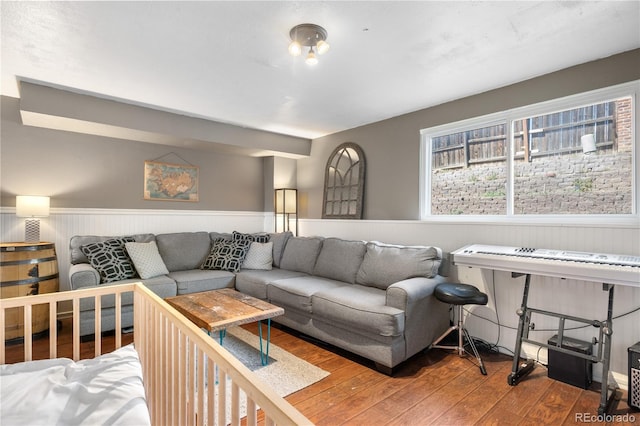 13349 Albion Cir, Thornton, CO 80241 - living area featuring hardwood / wood-style flooring and wainscoting