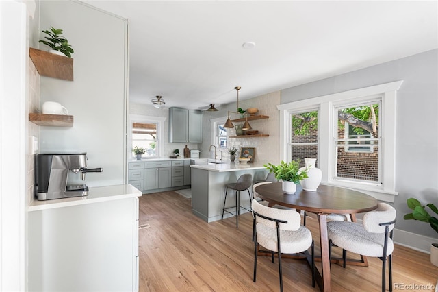 dining room featuring light wood finished floors