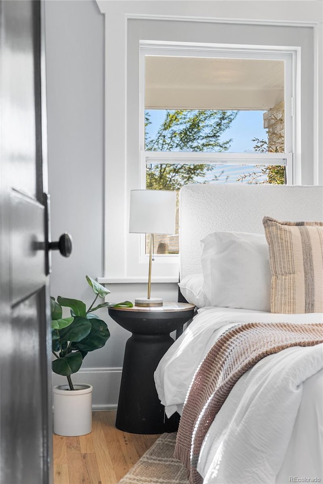 bedroom with wood finished floors